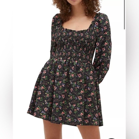 The Norah Floral Long Sleeve Square Neck Mini Nap Dress Size XXS Feminine - Picture 2 of 15